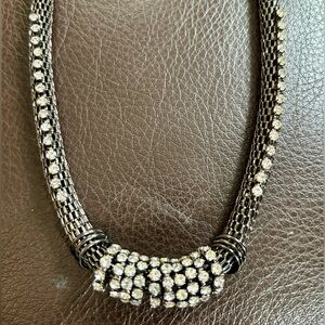 Chico’s Elegant Silver and Black Necklace with sparkling gems. Adjustable length